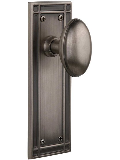 Mission Door Set with Oval Knobs in Antique Pewter.